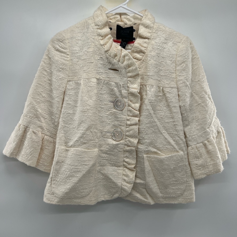 J. Crew white blazer three quarter sleeve size 2